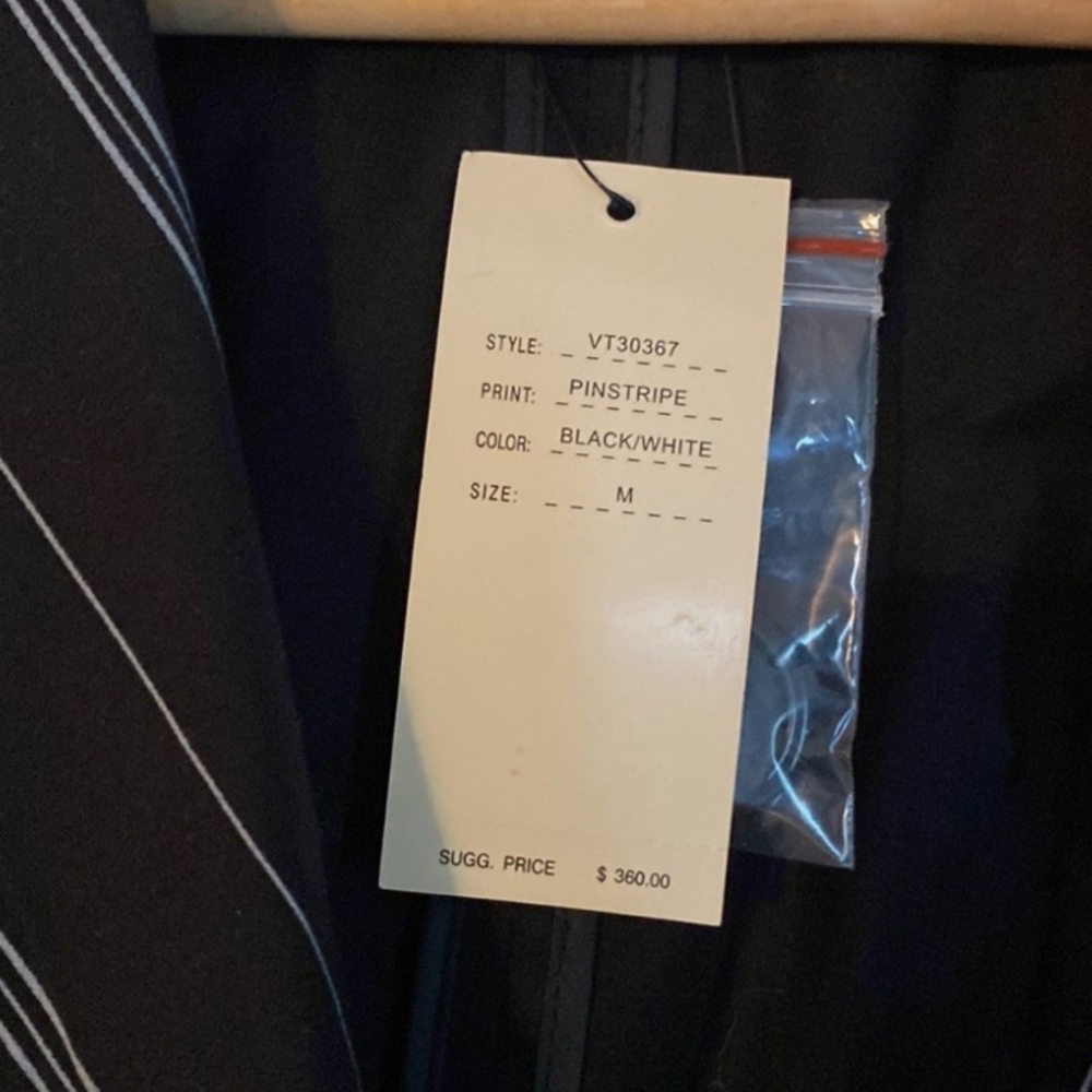 Vertigo Paris Black with White Stripes Mid Length Trench Coat Womens Size Med - Picture 8 of 8